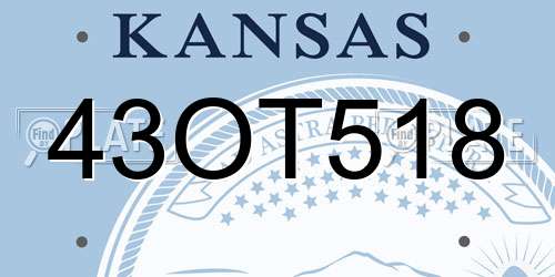 43OT518 Kansas License Plate