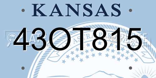 43OT815 Kansas License Plate