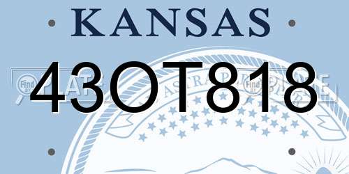 43OT818 Kansas License Plate