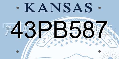 43PB587 Kansas License Plate
