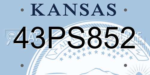 43PS852 Kansas License Plate