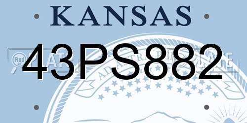 43PS882 Kansas License Plate