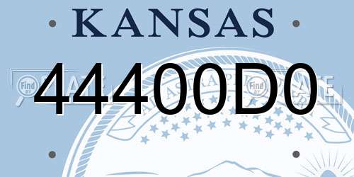 44400D0 Kansas License Plate