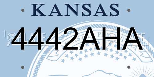 4442AHA Kansas License Plate