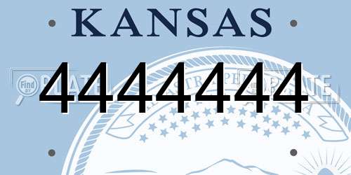 4444444 Kansas License Plate