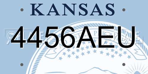 4456AEU Kansas License Plate