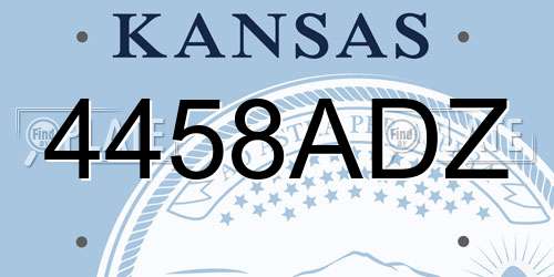 4458ADZ Kansas License Plate