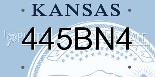 445BN4 Kansas License Plate
