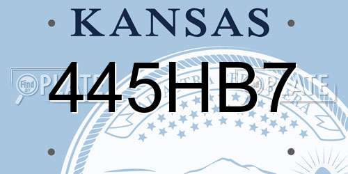 445HB7 Kansas License Plate