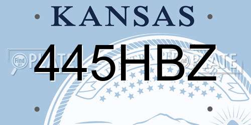 445HBZ Kansas License Plate