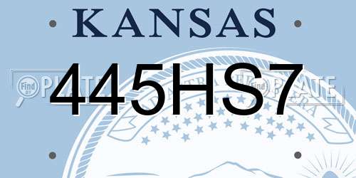 445HS7 Kansas License Plate