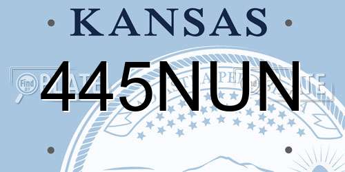 445NUN Kansas License Plate