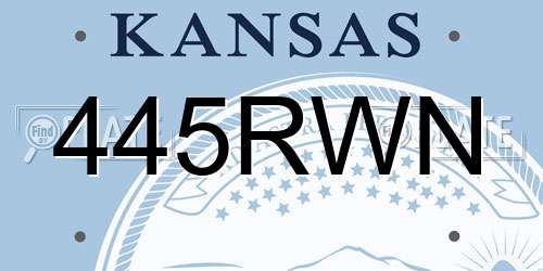 445RWN Kansas License Plate