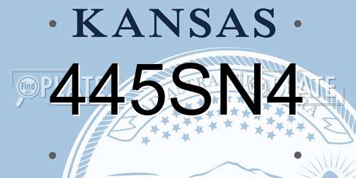 445SN4 Kansas License Plate
