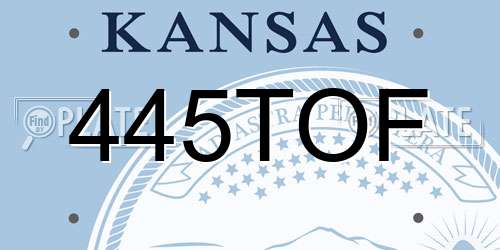 445TOF Kansas License Plate