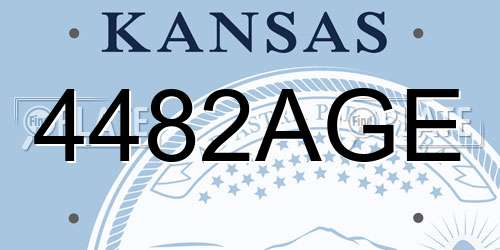 4482AGE Kansas License Plate