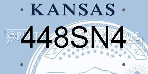 448SN4 Kansas License Plate
