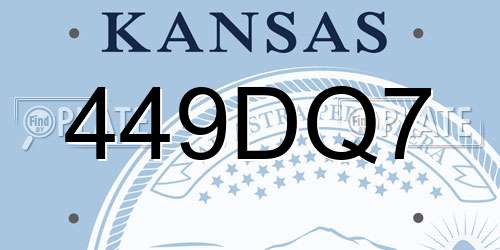 449DQ7 Kansas License Plate