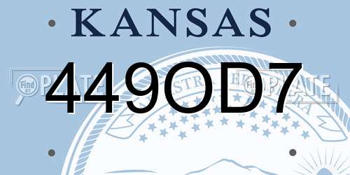 449OD7 Kansas License Plate