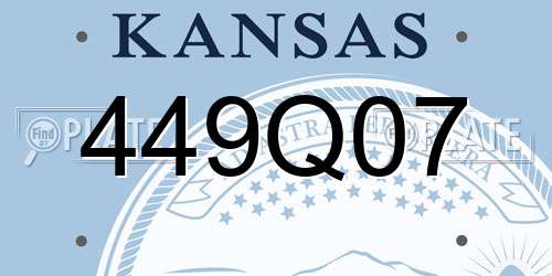 449Q07 Kansas License Plate