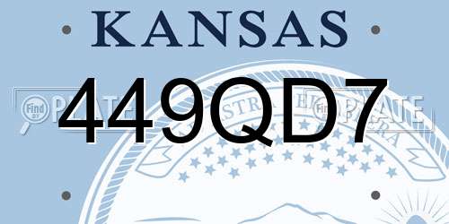 449QD7 Kansas License Plate