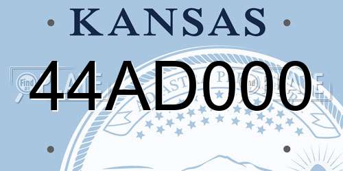 44AD000 Kansas License Plate