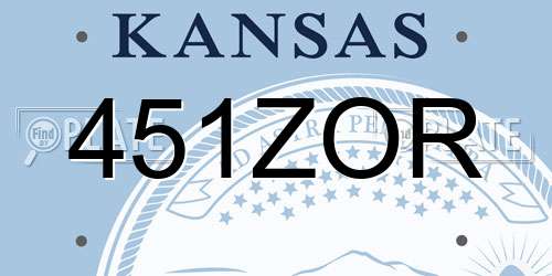 451ZOR Kansas License Plate