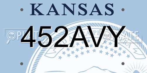452AVY Kansas License Plate