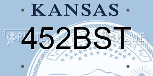 452BST Kansas License Plate