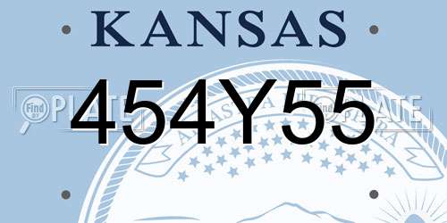 454Y55 Kansas License Plate