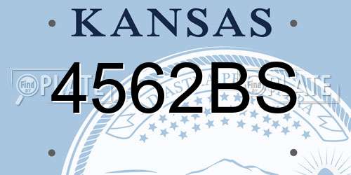 4562BS Kansas License Plate