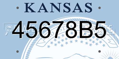 45678B5 Kansas License Plate