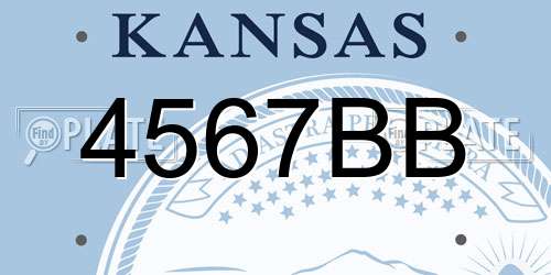 4567BB Kansas License Plate