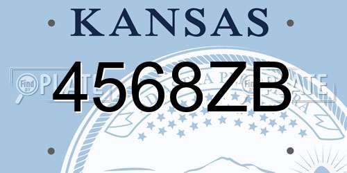 4568ZB Kansas License Plate