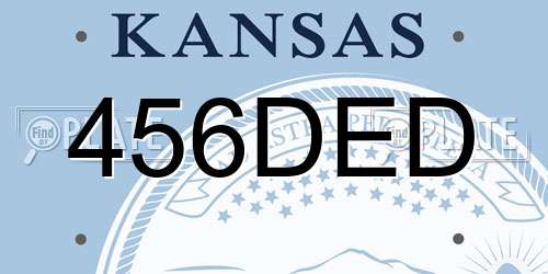 456DED Kansas License Plate