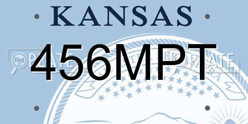456MPT Kansas License Plate