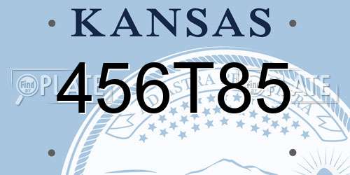 456T85 Kansas License Plate