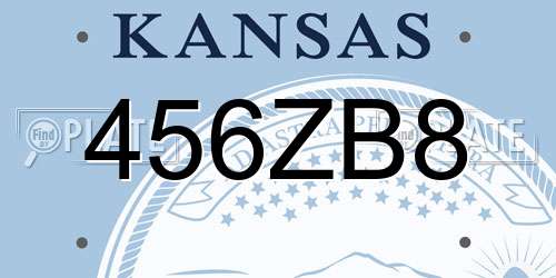 456ZB8 Kansas License Plate