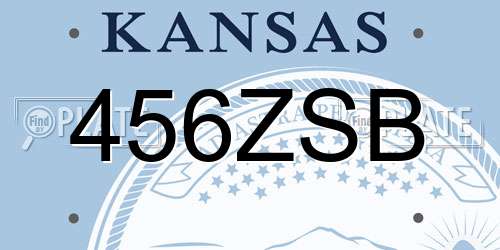 456ZSB Kansas License Plate
