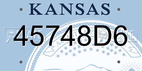 45748D6 Kansas License Plate