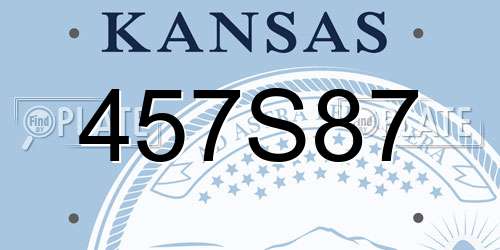457S87 Kansas License Plate