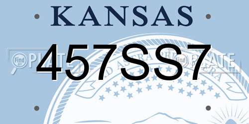 457SS7 Kansas License Plate