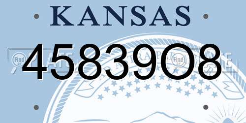 45839O8 Kansas License Plate