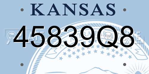 45839Q8 Kansas License Plate