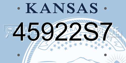 45922S7 Kansas License Plate