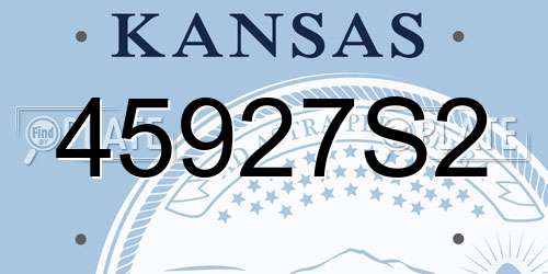 45927S2 Kansas License Plate