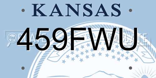 459FWU Kansas License Plate
