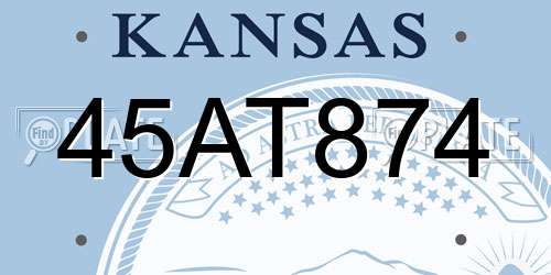 45AT874 Kansas License Plate