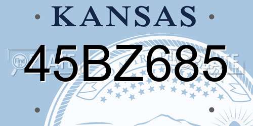 45BZ685 Kansas License Plate