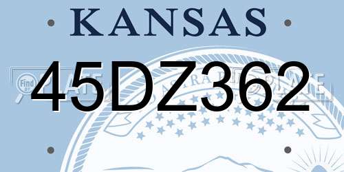 45DZ362 Kansas License Plate